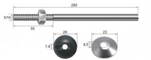 Haste Telha + Porca + Arruelas 5/16 x 280 R55 Inox-316 -10 peas